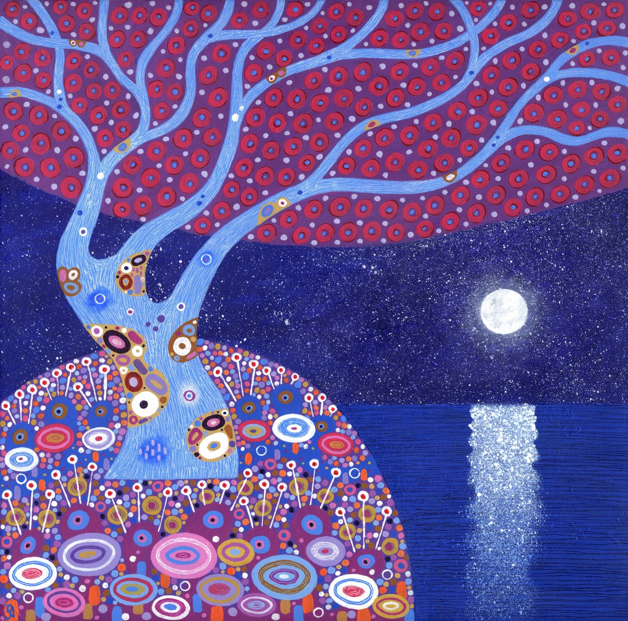 Midnight Moon, 2016 (akryl na płótnie) autorstwa David Newton