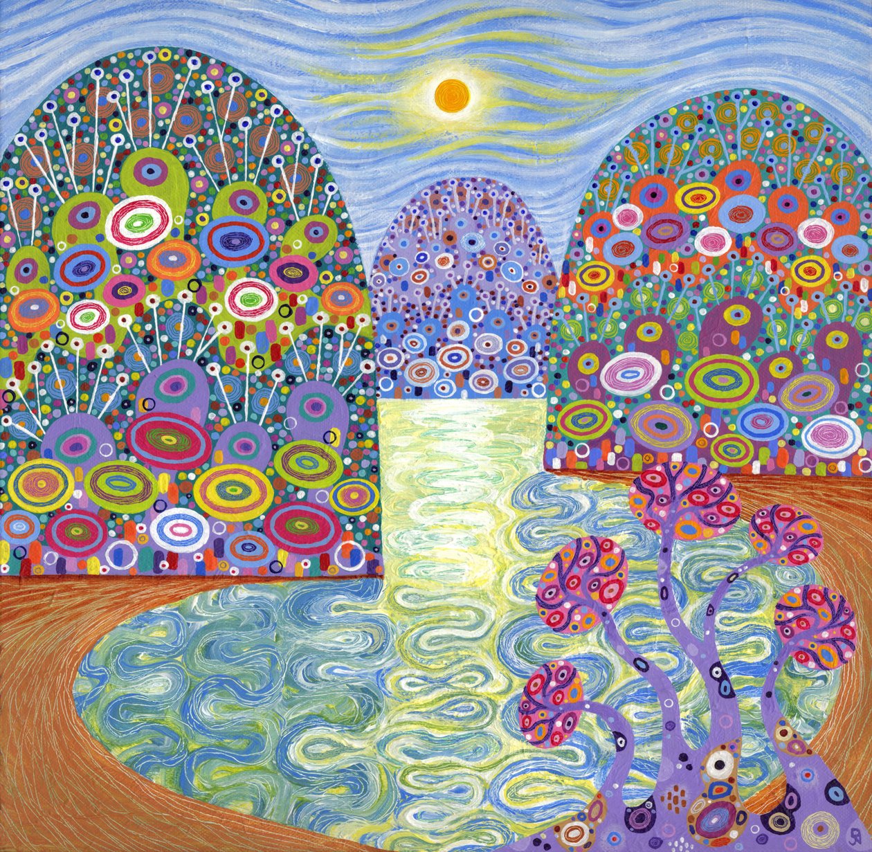 Secret Lagoon, 2016 (akryl na płótnie) autorstwa David Newton