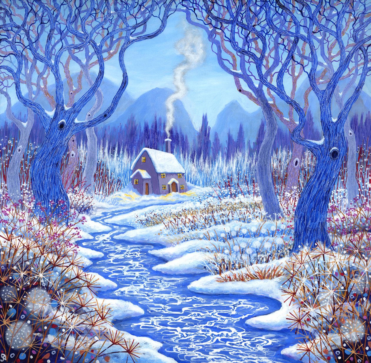 Winterberries, 2017 (akryl na płótnie) autorstwa David Newton