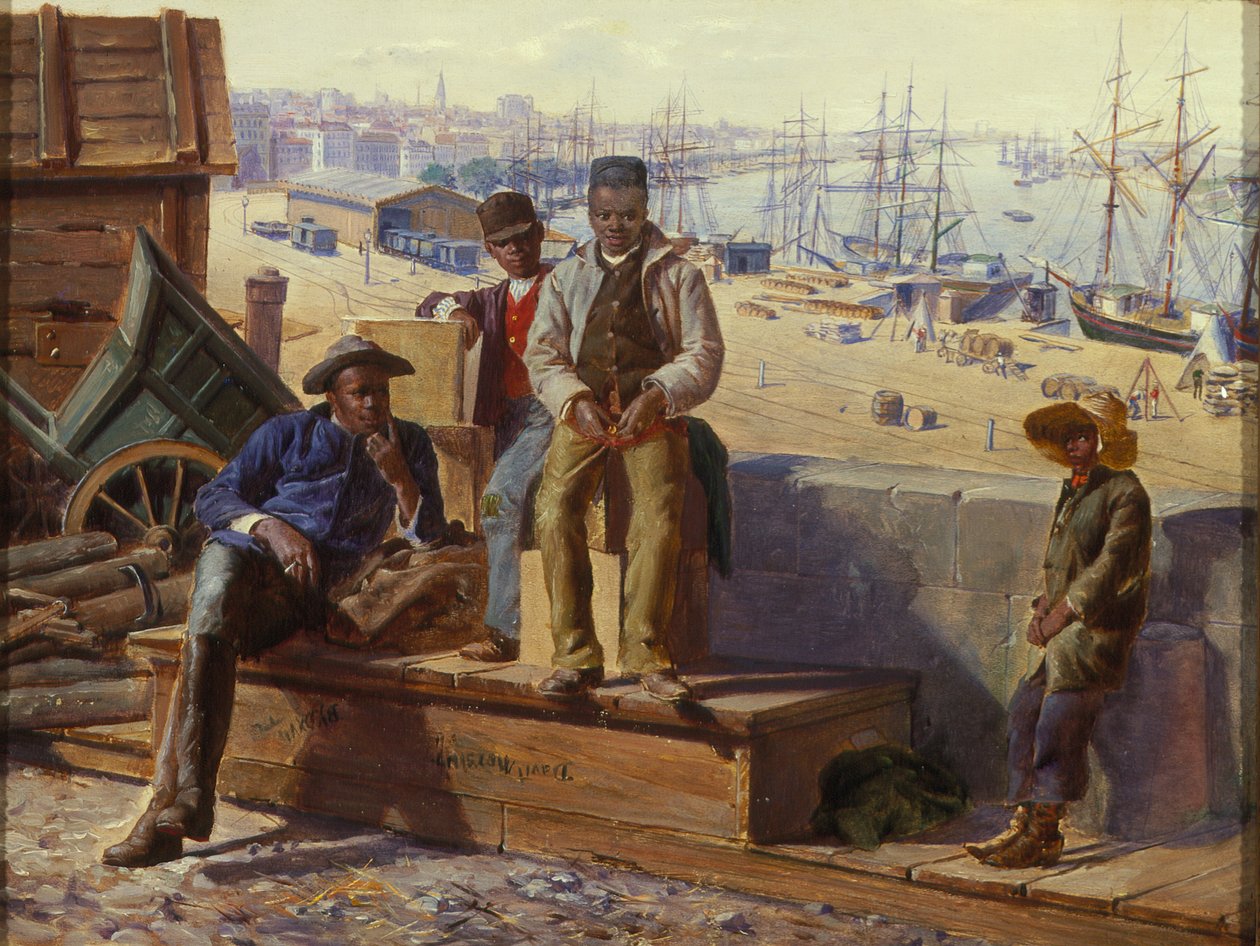 Czarni chłopcy na nabrzeżu, ok. 1865 r autorstwa David Norslup