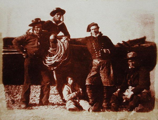 Rybacy (odbitka na papierze solnym z negatywu kalotypu) autorstwa David Octavius and Adamson Robert Hill