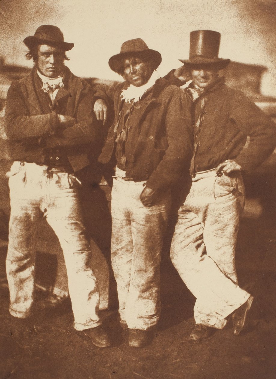 Alexander Rutherford, William Ramsay i John Liston, Newhaven, 184347, wydrukowany ok. 1916. Twórcy: David Octavius Hill, Robert Adamson, Hill & Adamson. autorstwa Hill and Adamson