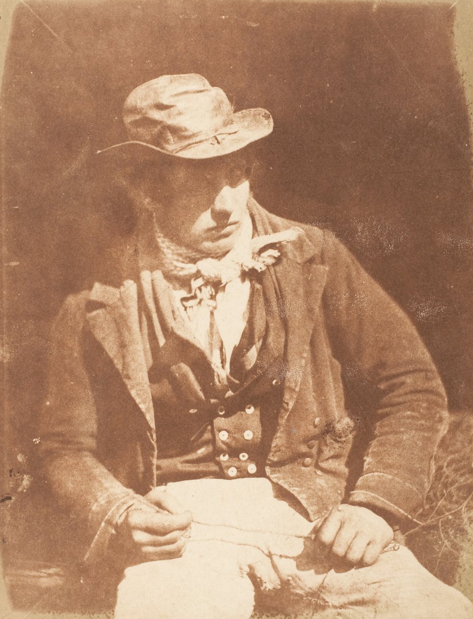 Rybak z Newhaven, 1843-47. Twórcy: David Octavius Hill, Robert Adamson, Hill & Adamson. autorstwa Hill and Adamson