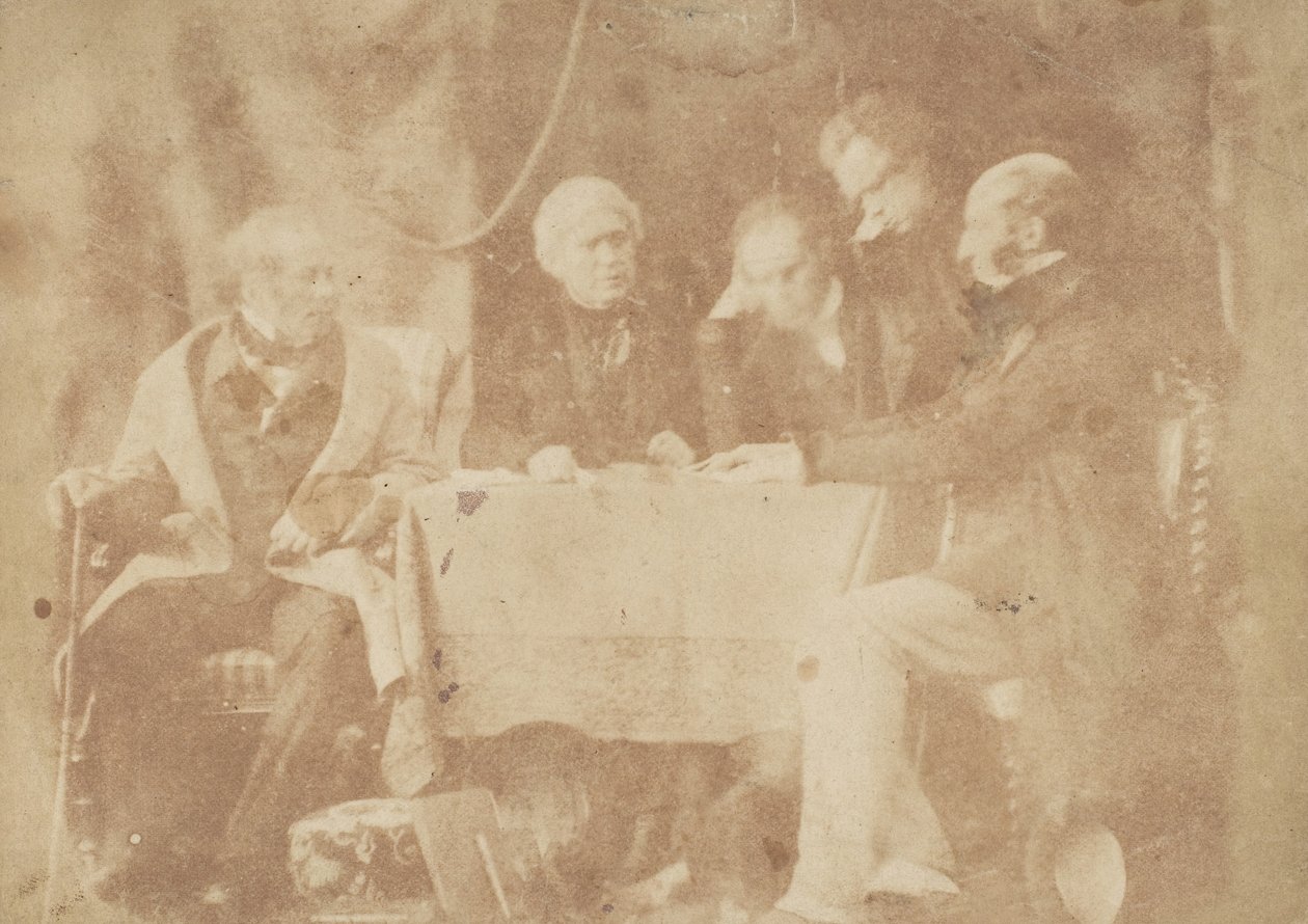 Sir David Brewster, Earle Monteith, Dr. Welsh i dwóch innych, 1843-47. Twórcy: David Octavius Hill, Robert Adamson, Hill & Adamson. autorstwa Hill and Adamson
