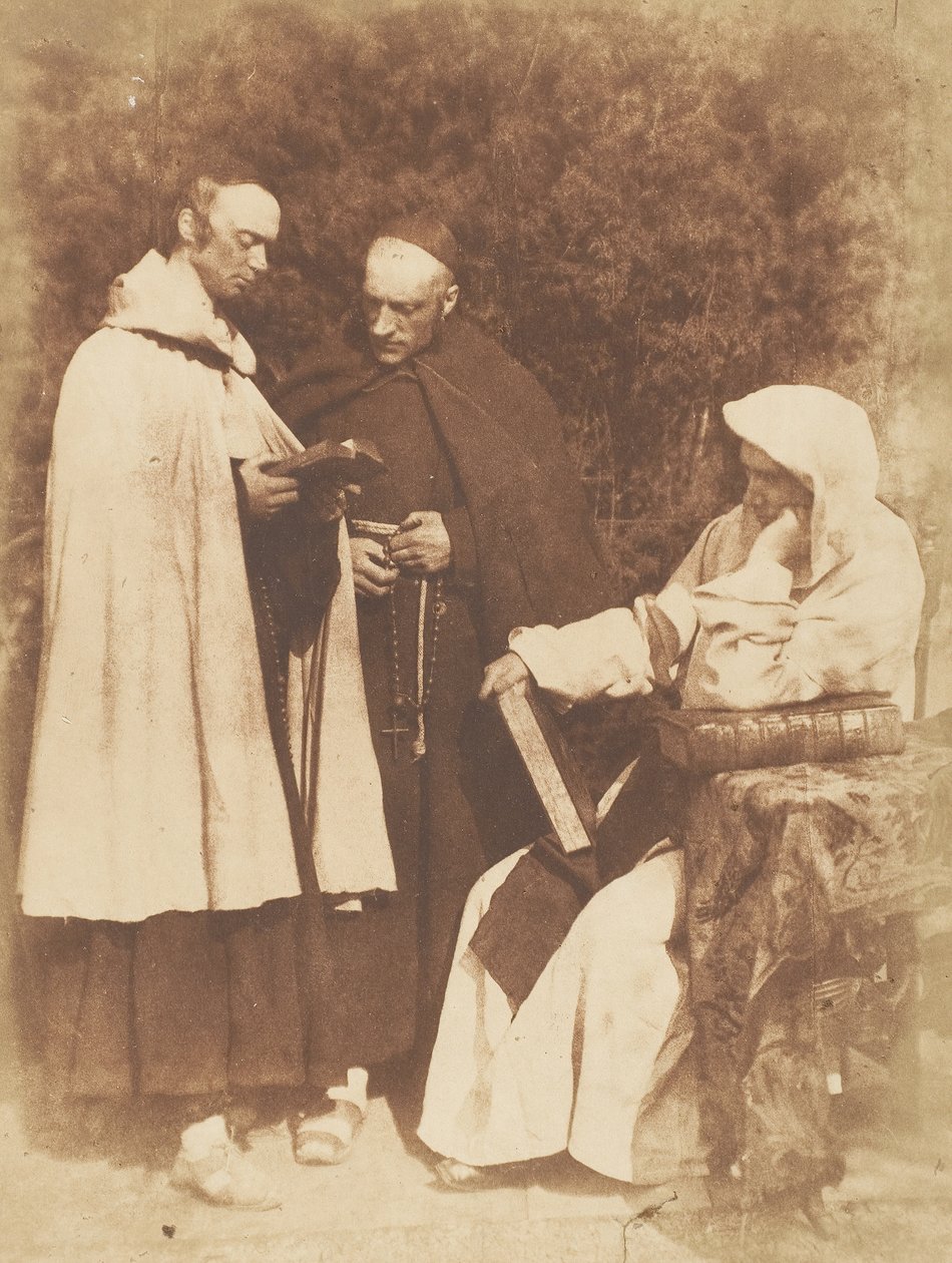 William Borthwick Johnstone, William Leighton Leitch i David Scott jako The Monks of K..., 1843-47. Twórcy: David Octavius Hill, Robert Adamson, Hill & Adamson. autorstwa Hill and Adamson