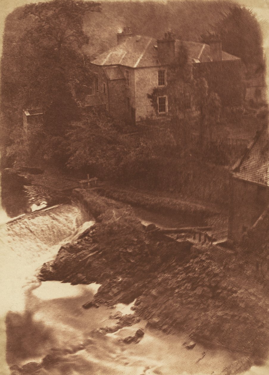 Colinton Manse i jaz, z częścią starego młyna po prawej, 1846. Twórcy: David Octavius Hill, Robert Adamson. autorstwa David Octavius Hill, Robert Adamson