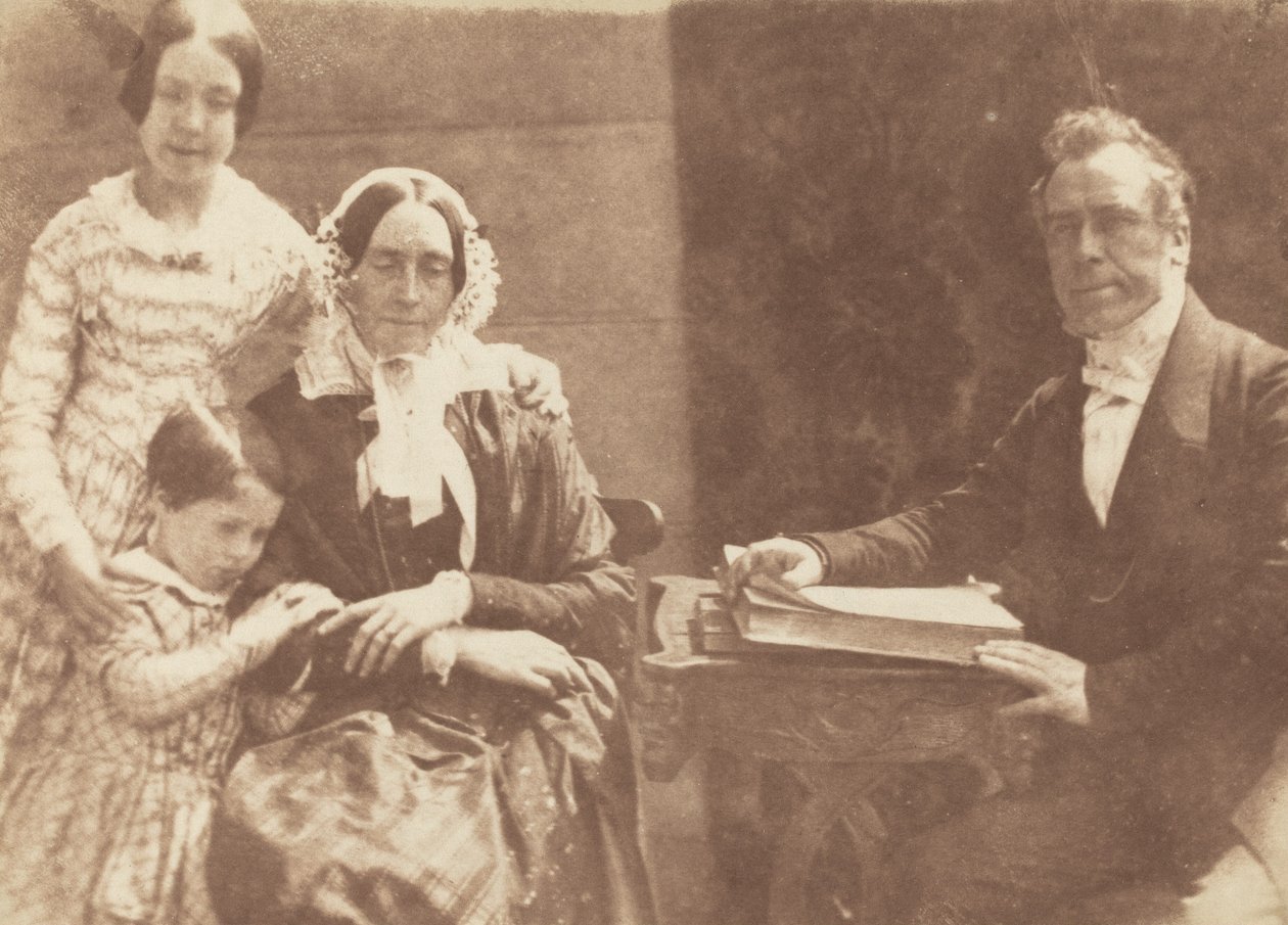 Ks. Ebenezer Miller i rodzina, 1843-1847. Twórcy: David Octavius Hill, Robert Adamson. autorstwa David Octavius Hill, Robert Adamson