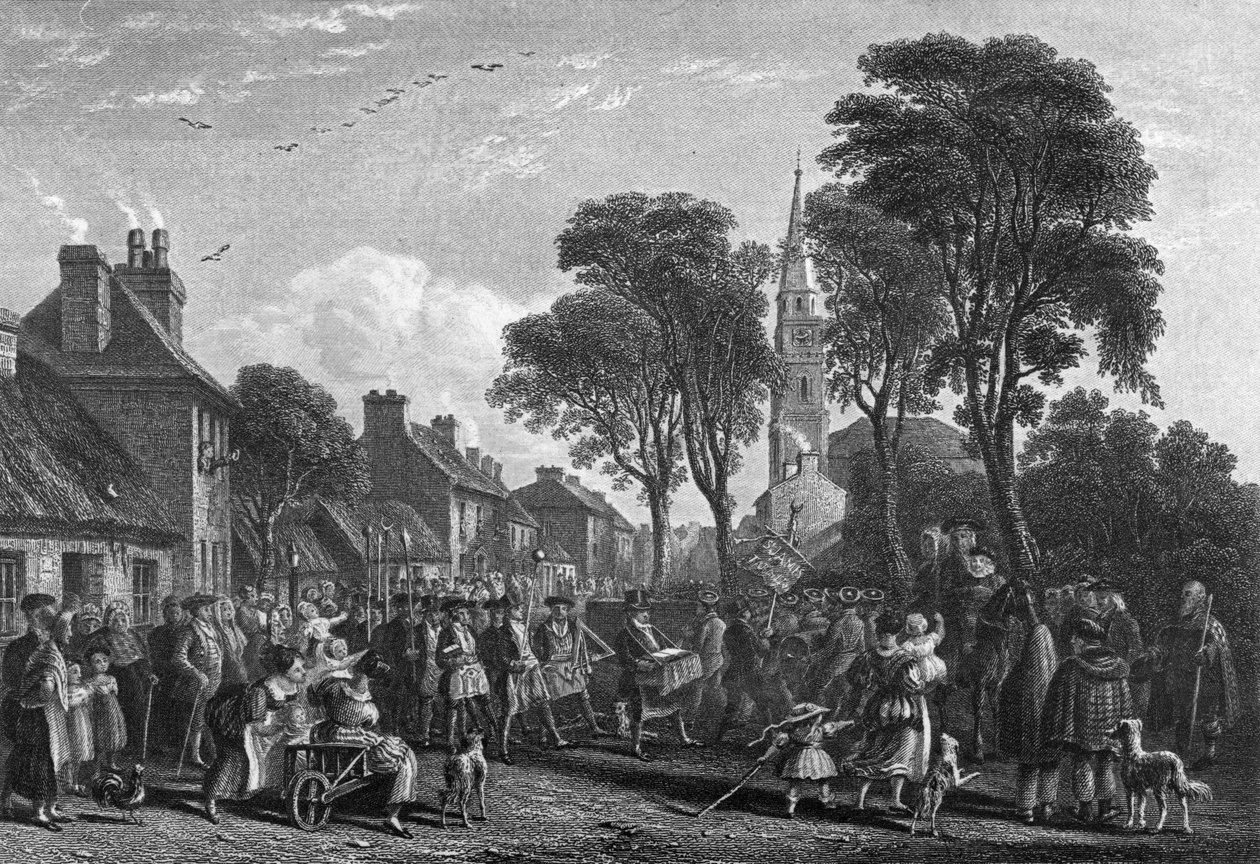 Tarbolton, Procesja loży św. Jakuba, 1846 r autorstwa David Octavius Hill