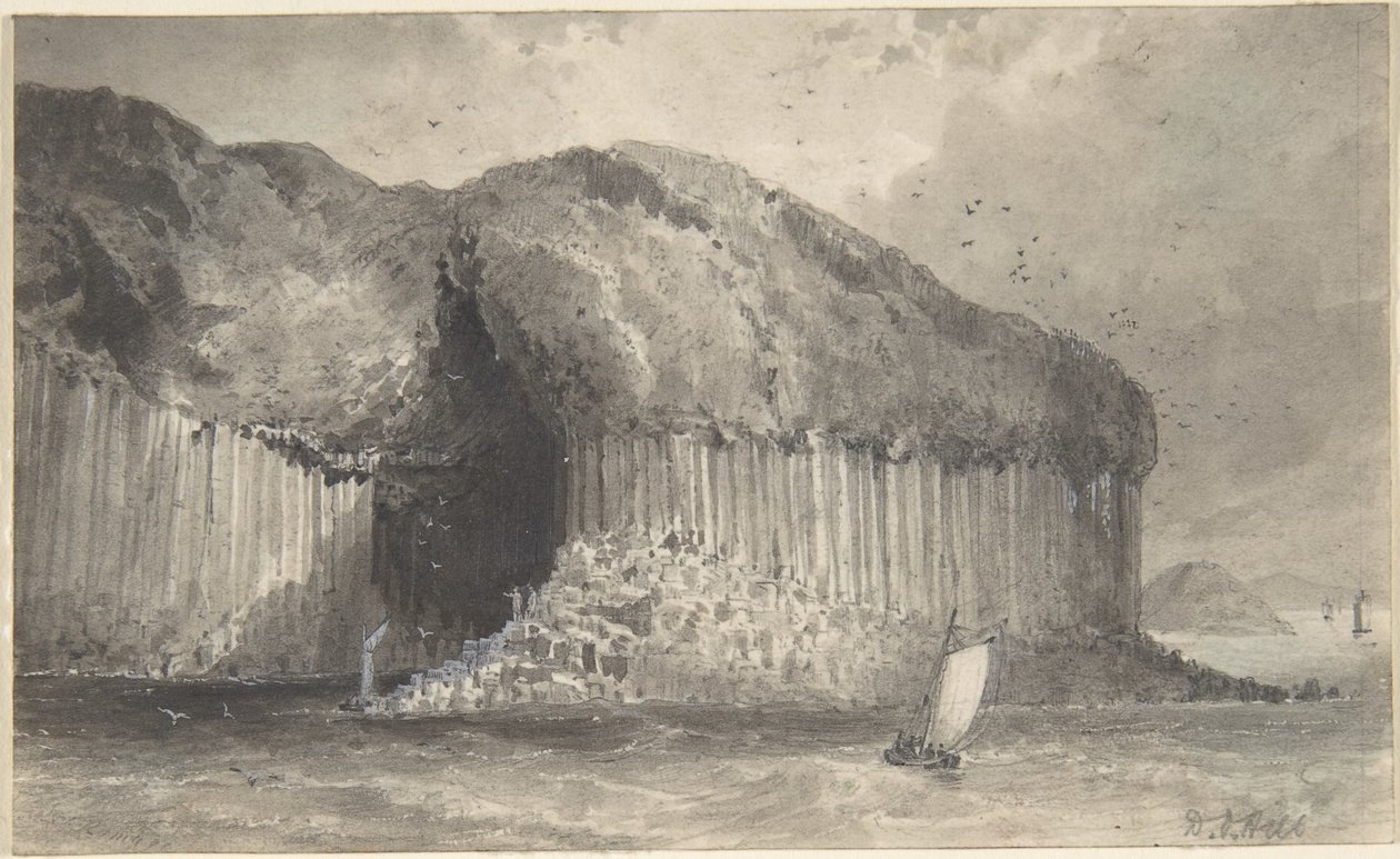 Widok na Jaskinię Fingala autorstwa David Octavius Hill
