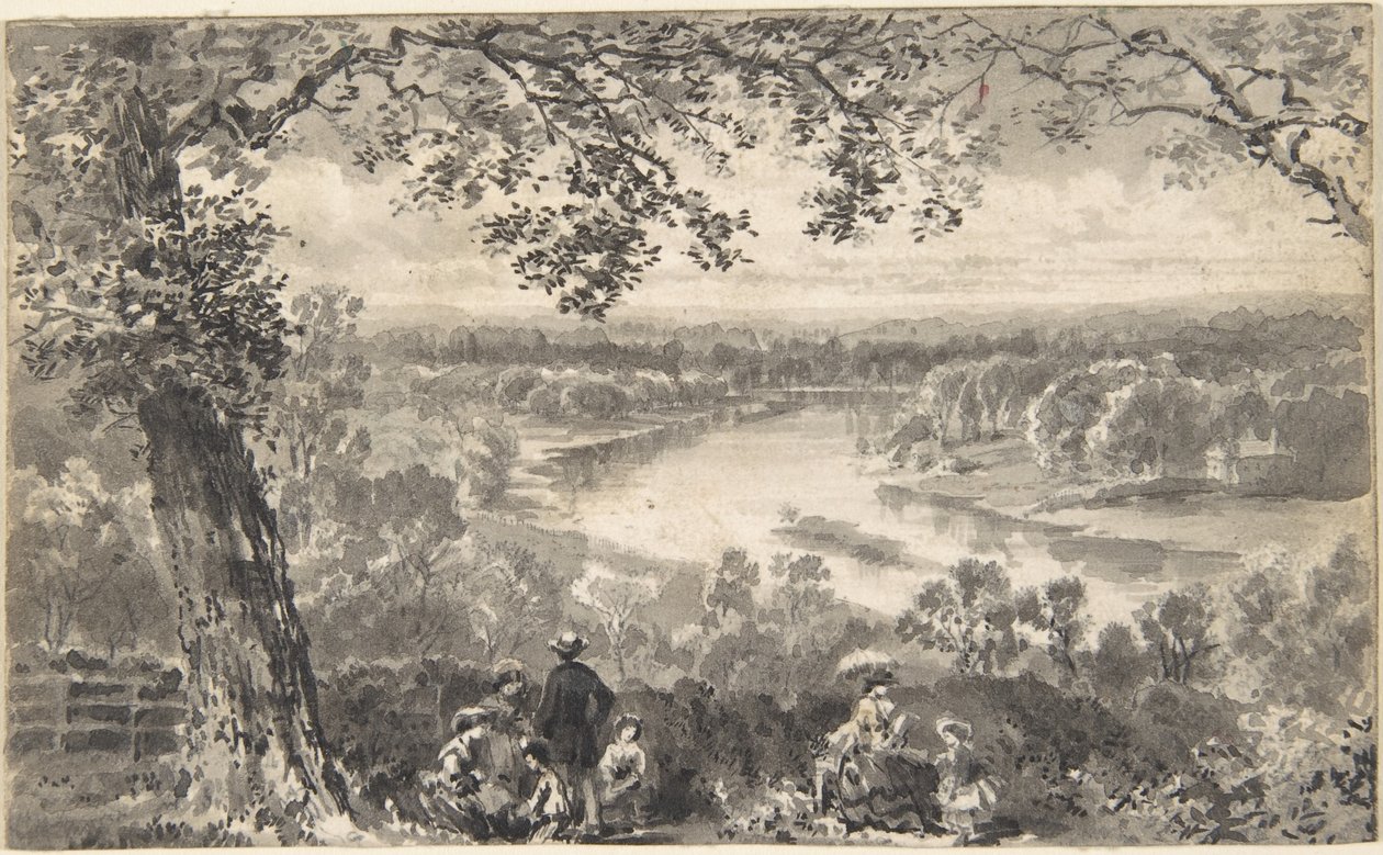 Widok na Tamizę z postaciami na pierwszym planie autorstwa David Octavius Hill
