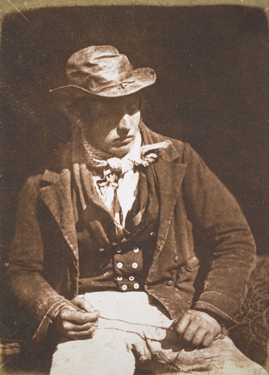 Willie Liston, „Redding [czyszczenie lub przygotowanie] linii”; Rybak z Newhaven autorstwa David Octavius Hill and Robert Adamson