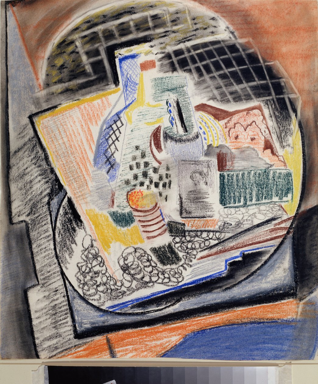 Natureza morta cubista - Obra de David Petrovich Sterenberg (1881-1948), pastel sobre papel polido autorstwa David Petrovich Sterenberg