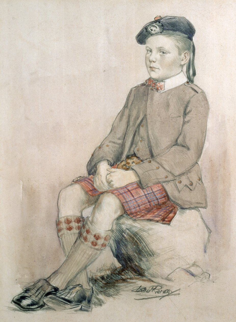 Prince of Wales, po Edwardzie VIII, lat 8, ubrany w Royal Stewart Tartan autorstwa David Ramsay