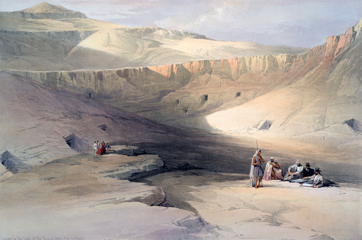 „Wejście do grobowców królów Teb, Bab-el-Malouk”, XIX w. autorstwa David Roberts, Louis Haghe