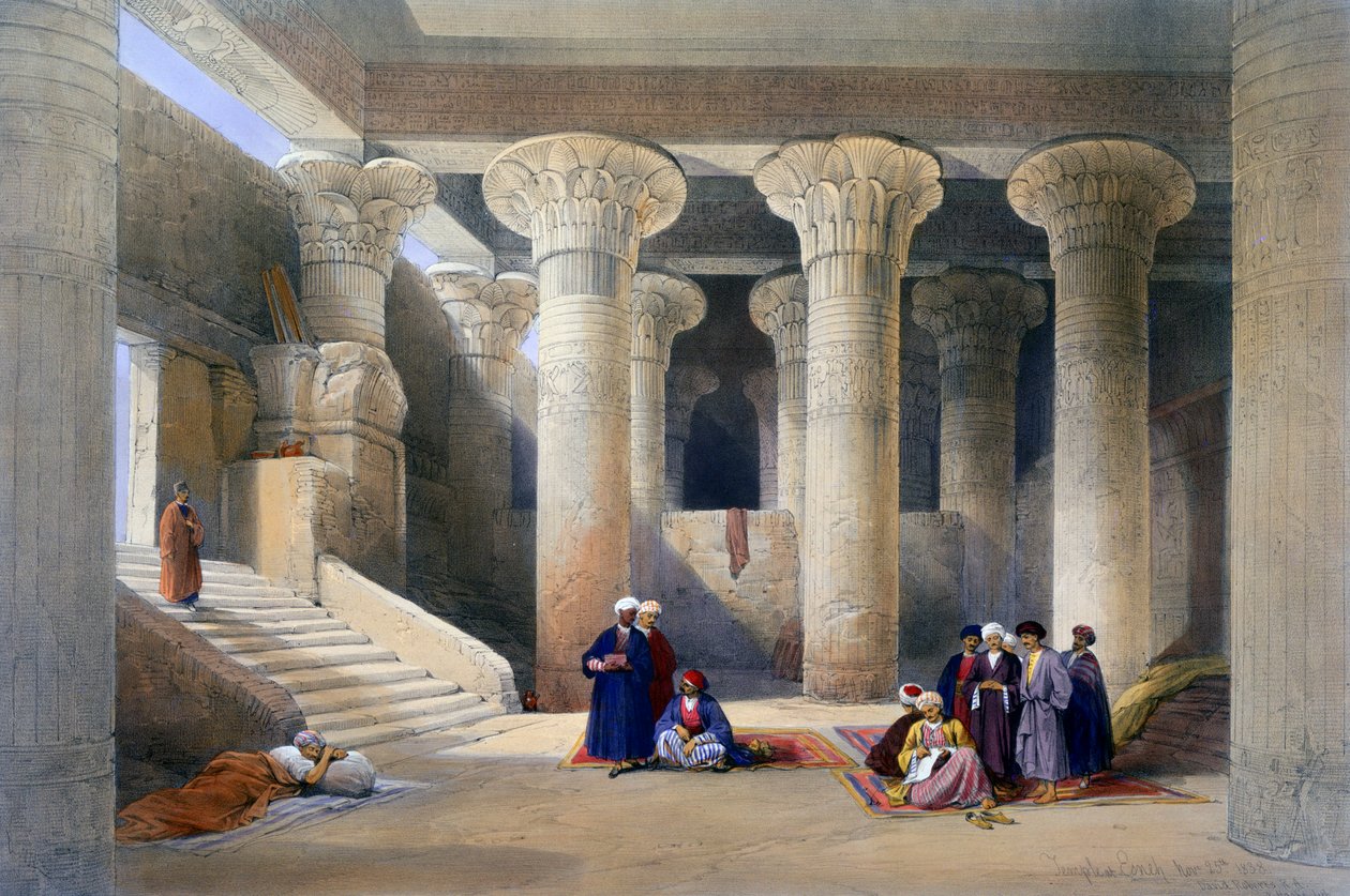 „Wnętrze świątyni w Esnie, Górny Egipt”, 1838 autorstwa David Roberts, Louis Haghe
