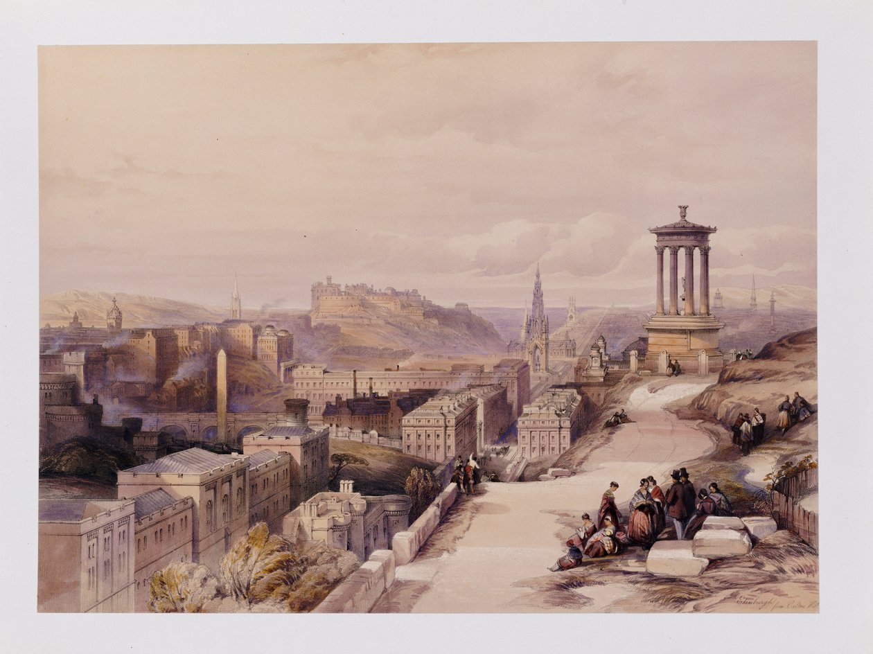 Widok na Edynburg, z „Szkocja nakreślona w serii poglądów J.M.W. Turnera, Davida Robertsa itp.”, c.1850 autorstwa David Roberts