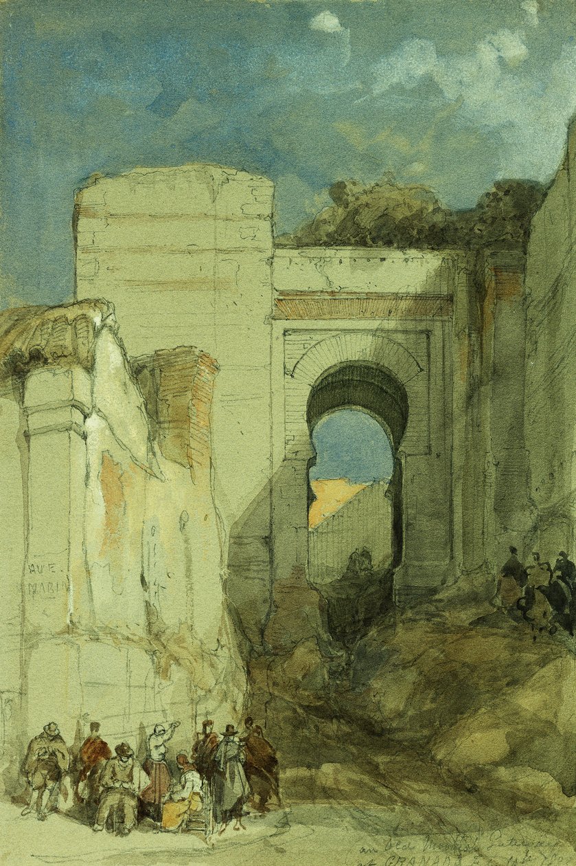 Stara brama mauretańska, Granada, 1883 r. autorstwa David Roberts