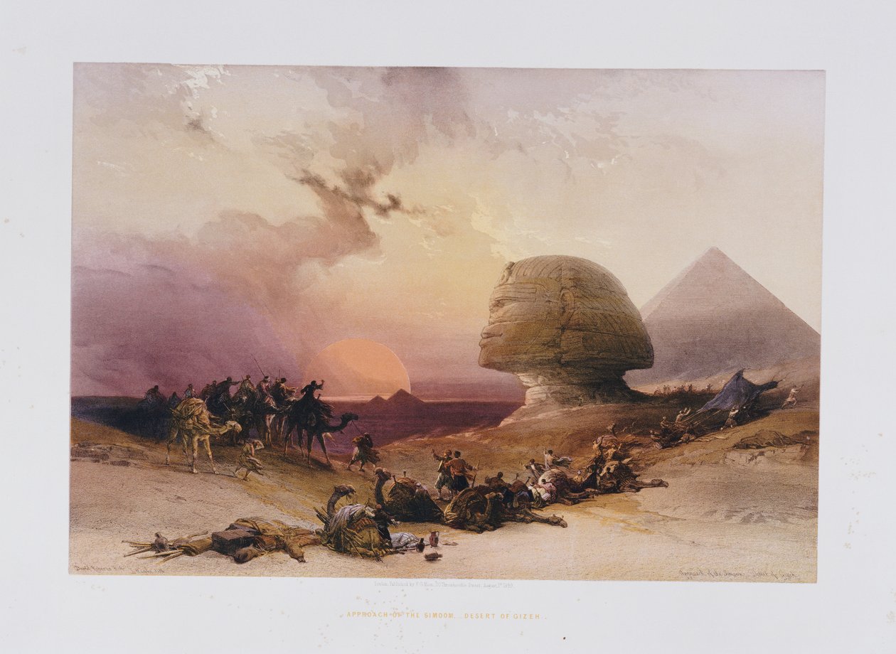 Podejście Simooma. Pustynia Gizy, z „Egipt i Nubia) autorstwa David Roberts