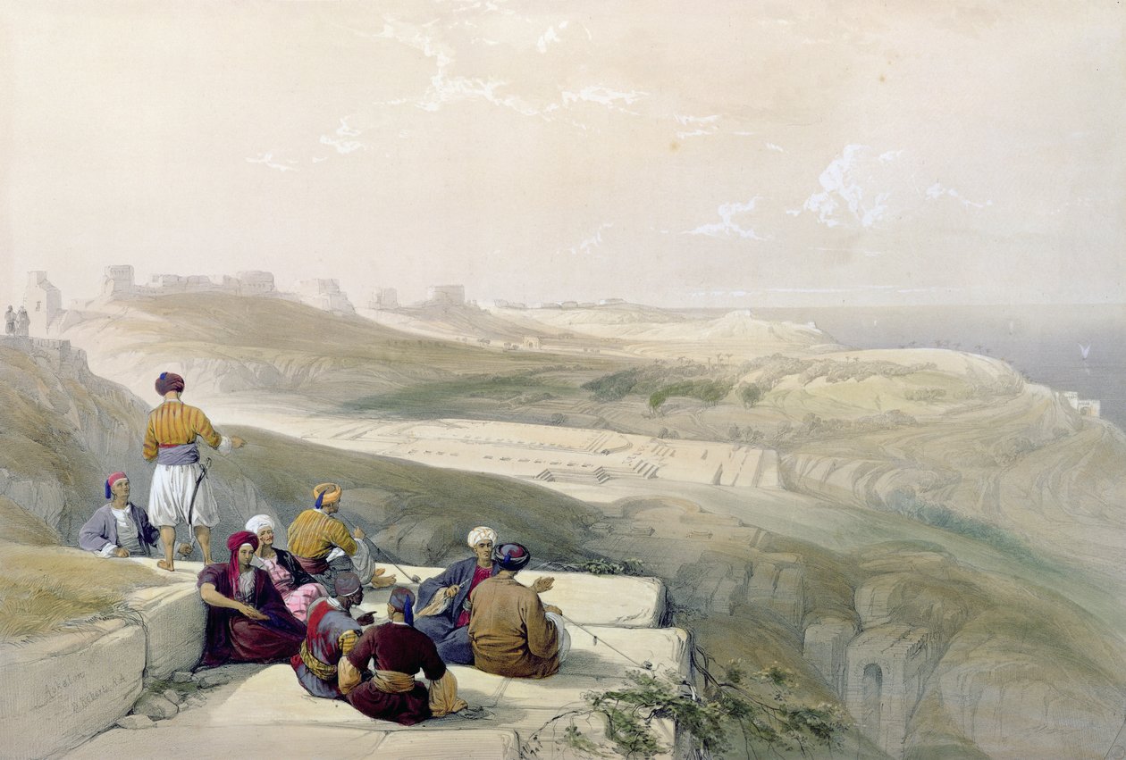 Askalon, tablica 57 z tomu II "Ziemi Świętej", sztychowana przez Louisa Haghe (1806-85) wyd. 1843 autorstwa David Roberts
