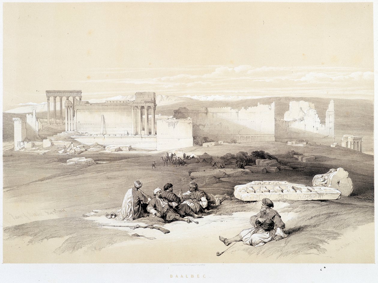 Baalbec (Baalbek) w Libanie, rysunek wykonany 05.05.1839 w „Ziemi Świętej”, Londyn 1849 autorstwa David Roberts