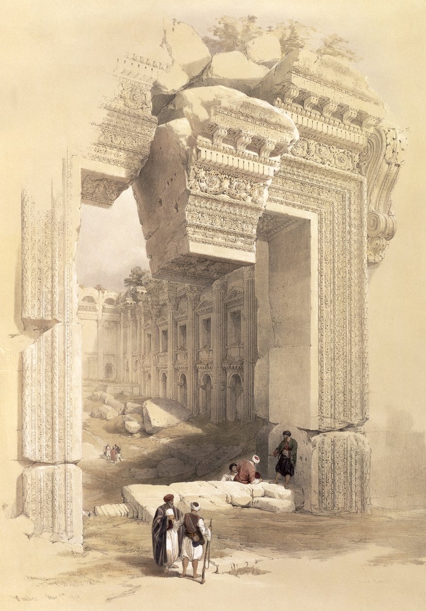 Baalbec, 7 maja 1839, tablica 81 z tomu II "Ziemi Świętej", sztychowana przez Louisa Haghe (1806-1885) wyd. 1843 autorstwa David Roberts