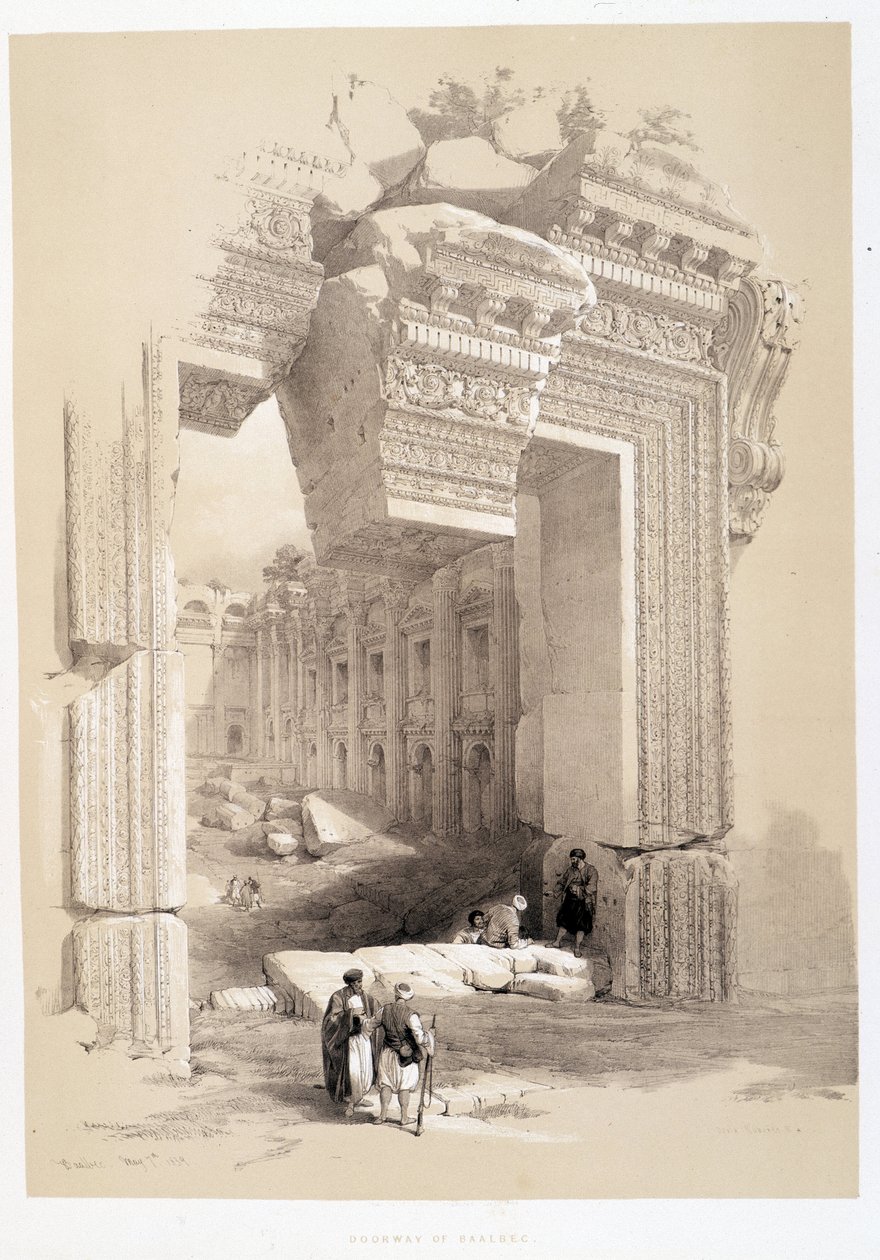 Brama Baalbek w Libanie, rysunek wykonany 07.05.1839 w „Ziemi Świętej”, Londyn 1849 autorstwa David Roberts