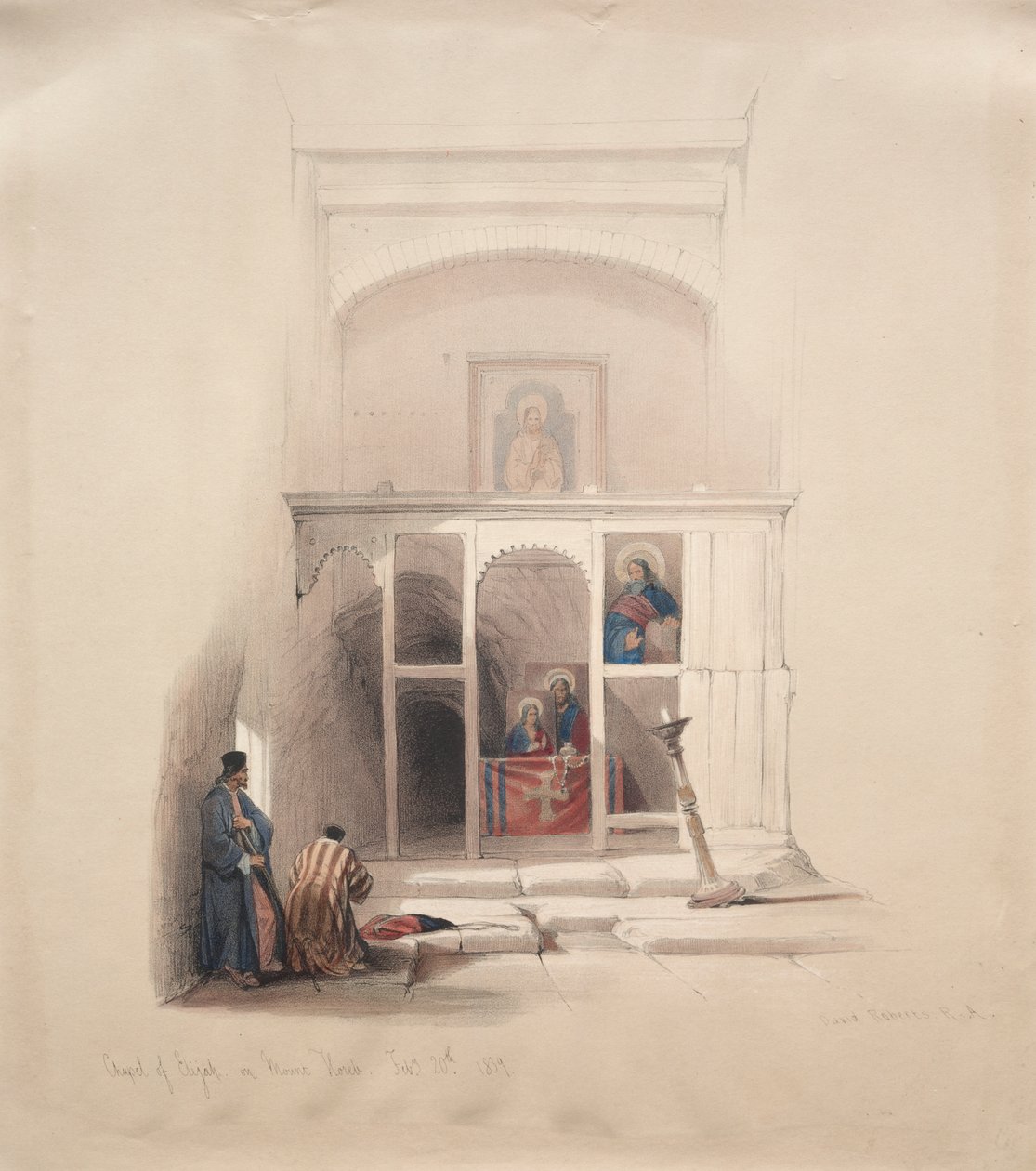 Kaplica Eliasza na Górze Horeb autorstwa David Roberts