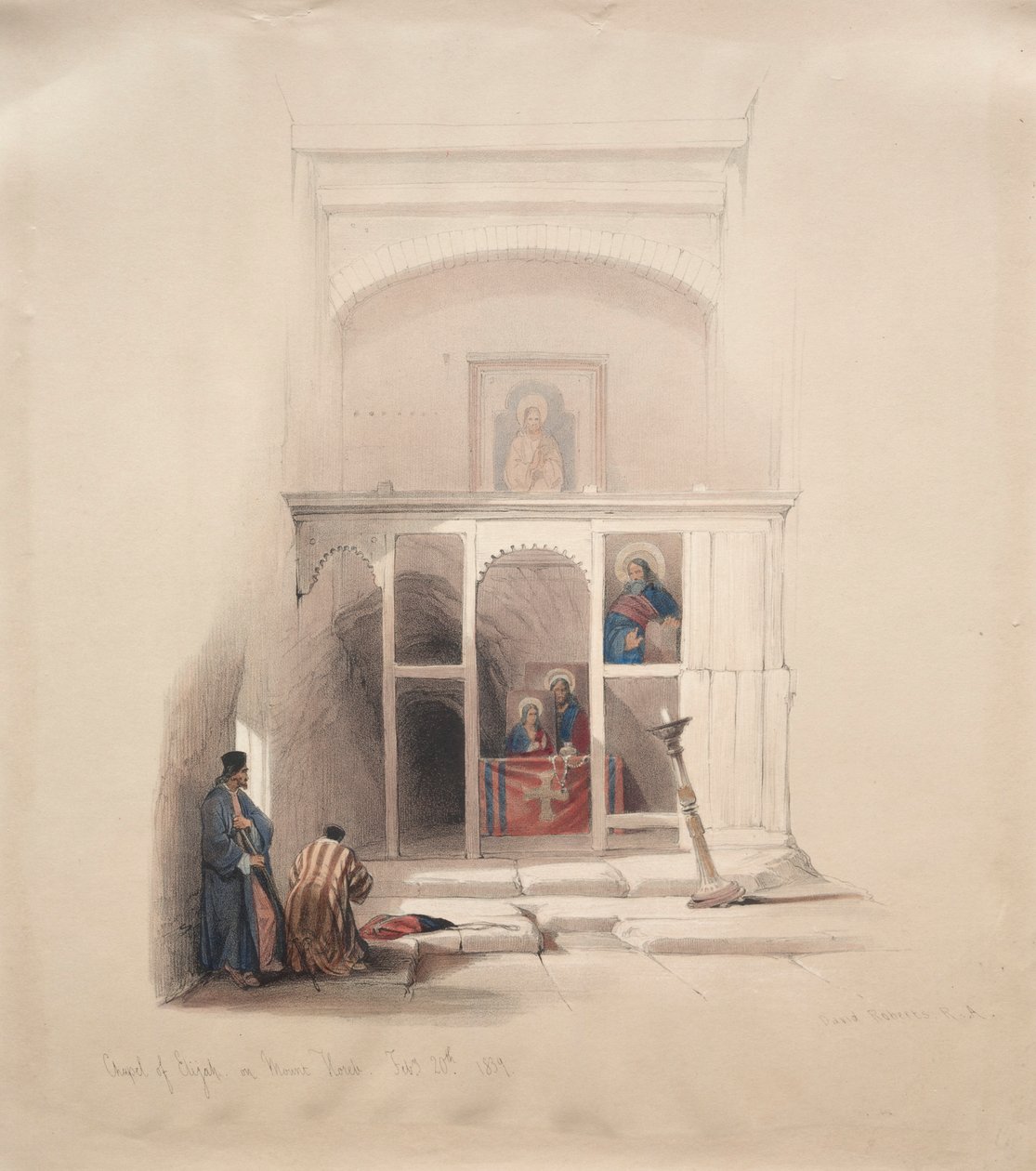 Kaplica Eliasza na Górze Horeb, 1839. autorstwa David Roberts