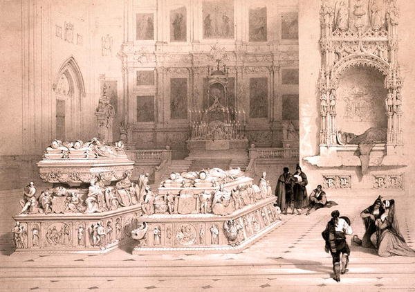Kaplica Ferdynanda i Izabeli, Katedra w Granadzie, z „Malowniczych szkiców w Hiszpanii”, ok. 1832-33 (lito) autorstwa David Roberts