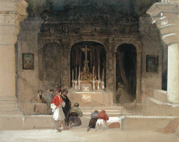 Kaplica św. Heleny, Grobowiec Święty, Jerozolima, z „Ziemi Świętej” autorstwa David Roberts