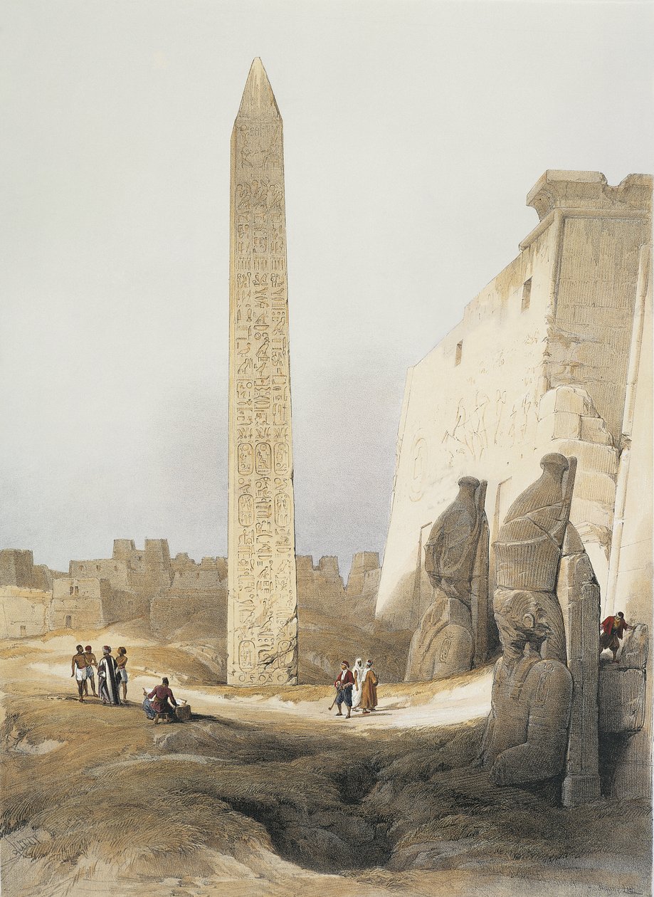 Egipt, Obelisk w Świątyni w Luksorze, rycina David Roberts autorstwa David Roberts