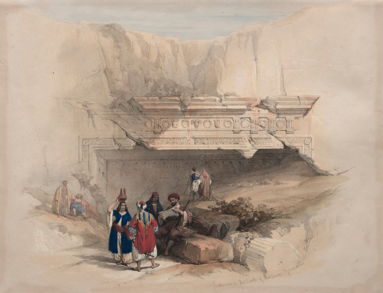 Wejście do Grobowców Królewskich, Jerozolima, 1839. autorstwa David Roberts
