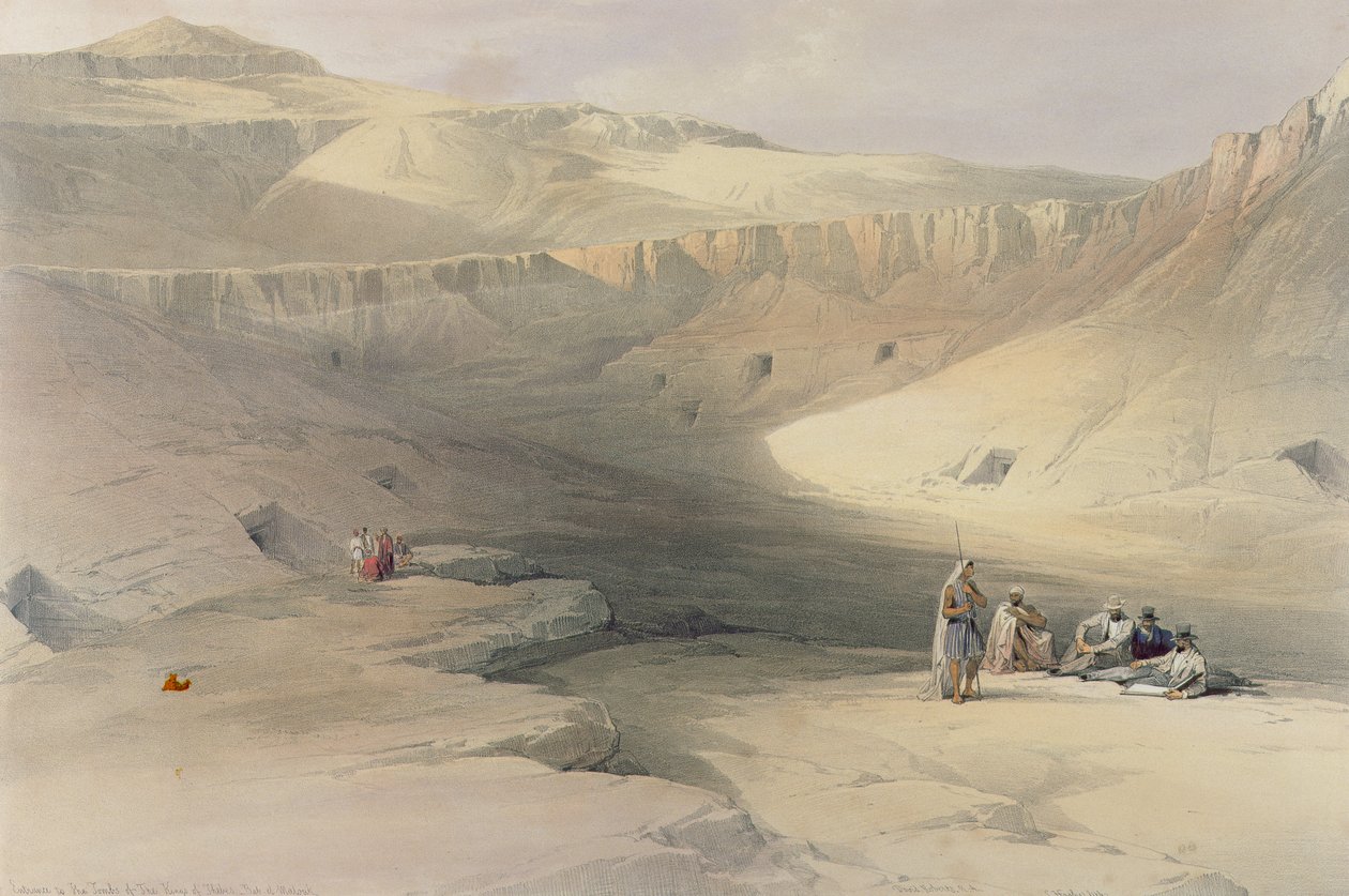 Wejście do Doliny Królów, z Egiptu i Nubii, rytowane przez Louisa Haghe (1806-1885) autorstwa David Roberts