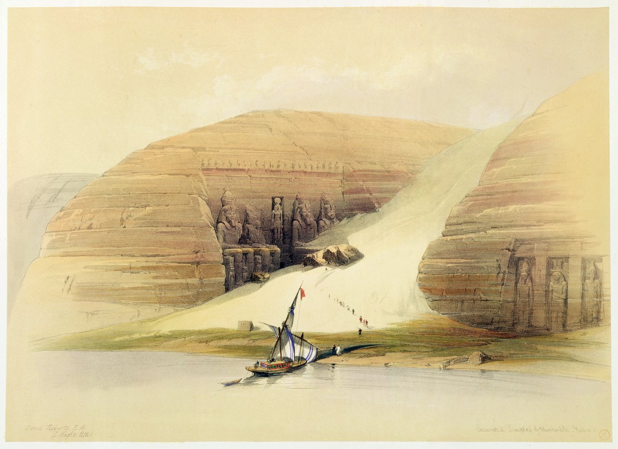 Wykopana świątynia Abu Simbel, Nubia, Egipt, c1845 autorstwa David Roberts