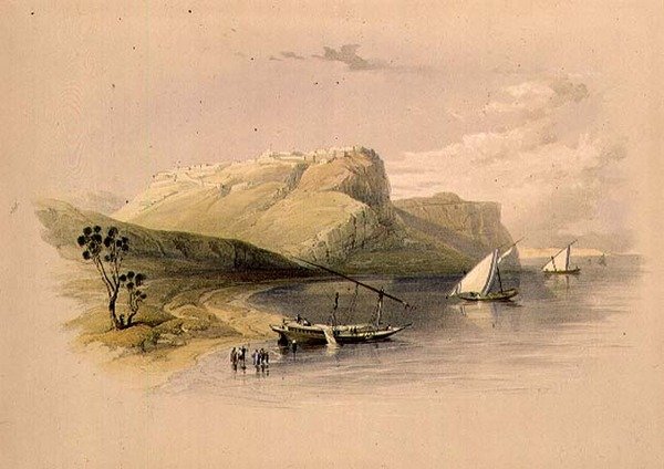 Twierdza Ibrim, Nubia, z „Egiptu i Nubii”, tom 1 (lito) autorstwa David Roberts