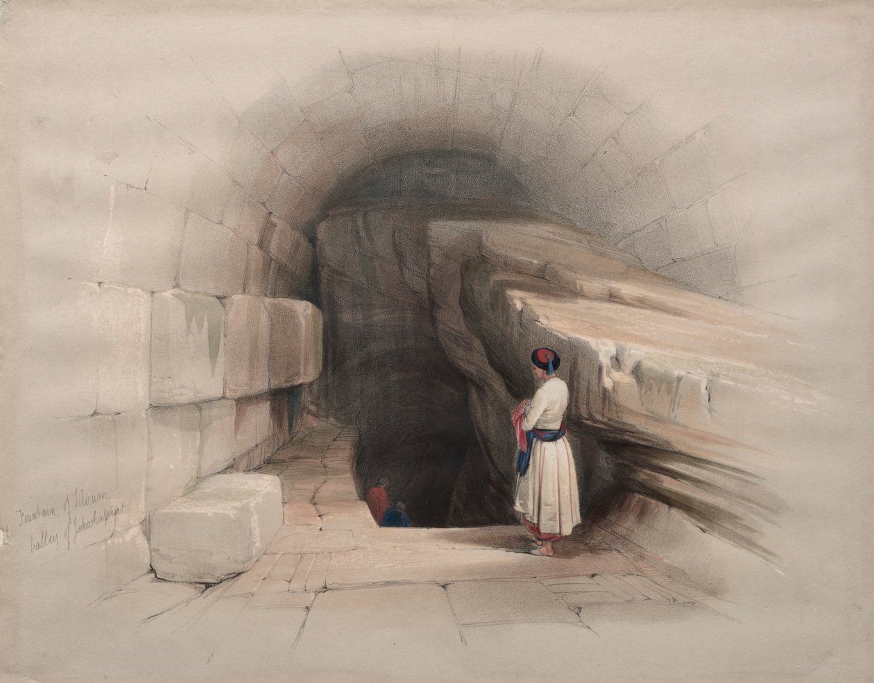 Fontanna Siloam, Dolina Jehoszafata, 1839. autorstwa David Roberts