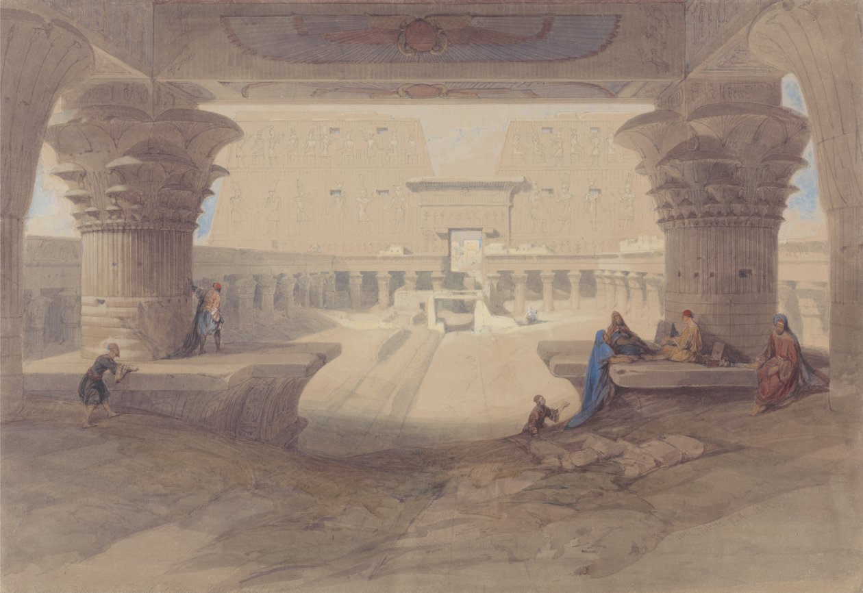 Spod portyku świątyni w Edfu, Górny Egipt autorstwa David Roberts