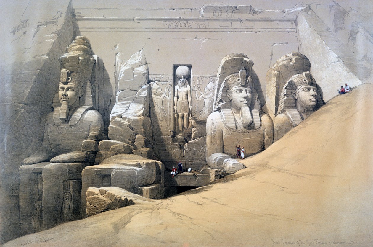 Elewacja frontowa Wielkiej Świątyni Abu Simbel, Nubia, XIX w. autorstwa David Roberts