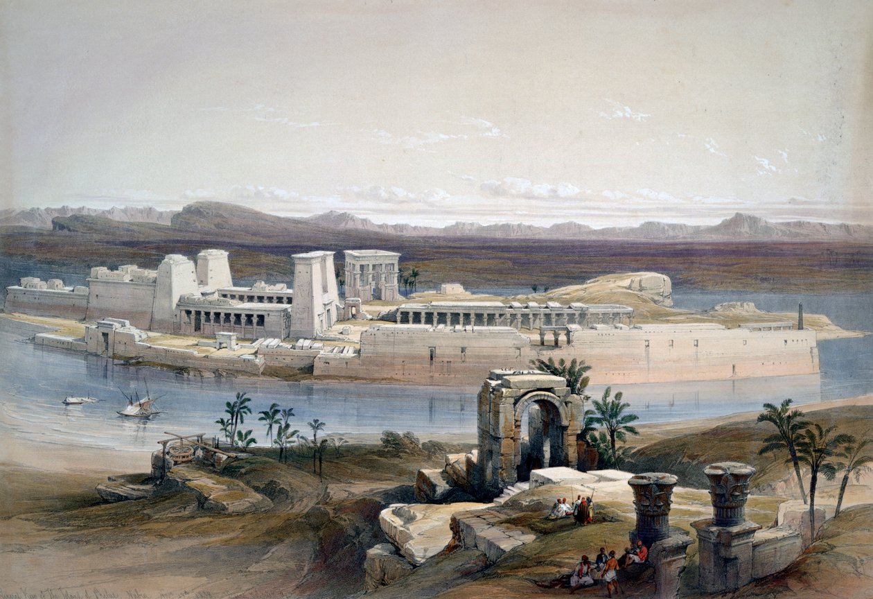 Widok ogólny wyspy Philae, Nubia, 1838 autorstwa David Roberts