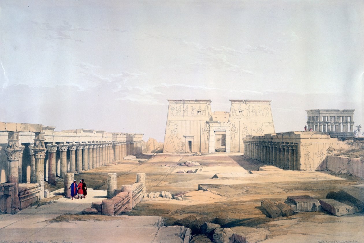 Wielkie Podejście do świątyni Philae, Nubia, XIX w. autorstwa David Roberts