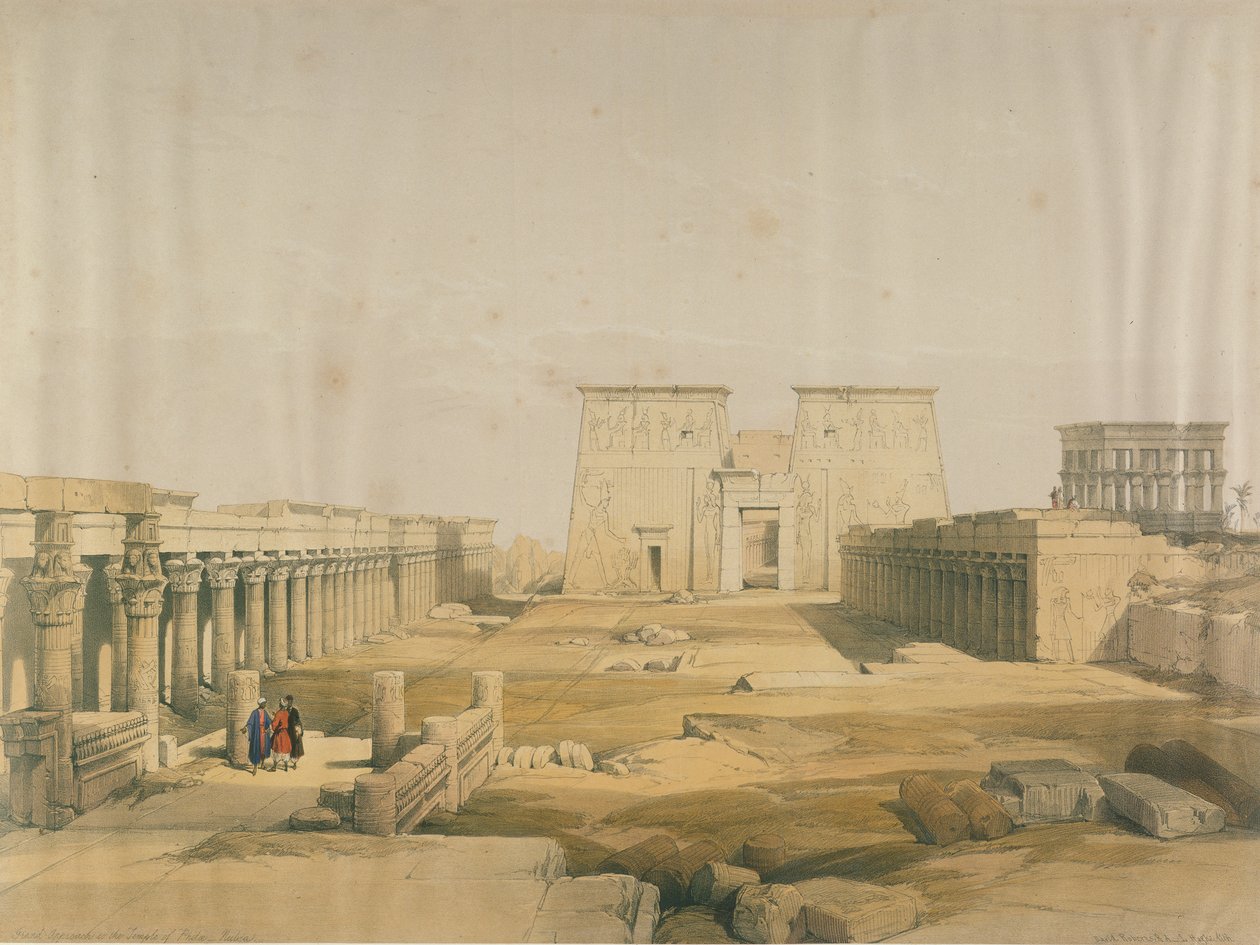 Wielkie Podejście do świątyni Philae w Nubii z Egiptu i Nubii, tom 1 autorstwa David Roberts