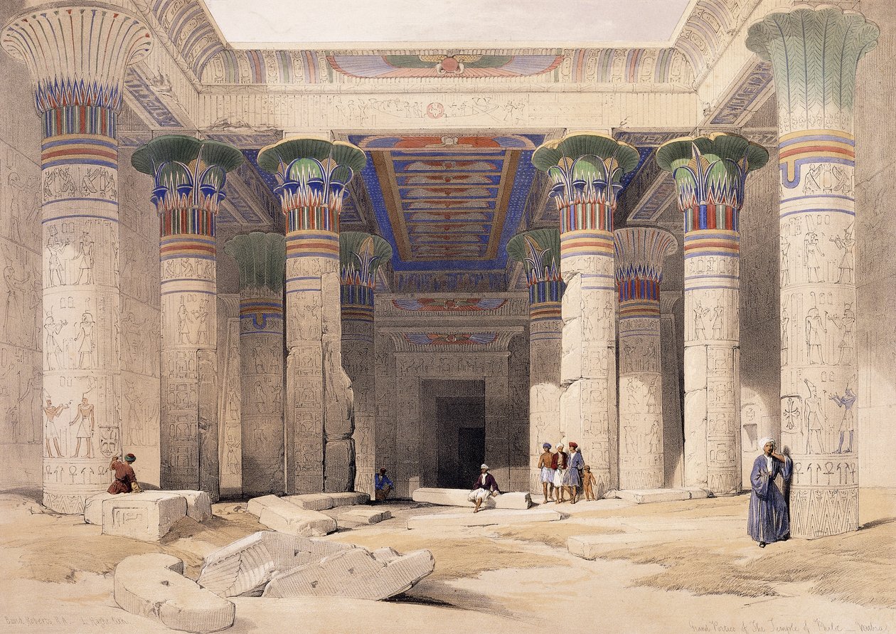 Wielki portyk świątyni Philae - Nubia, 1842-1849 autorstwa David Roberts