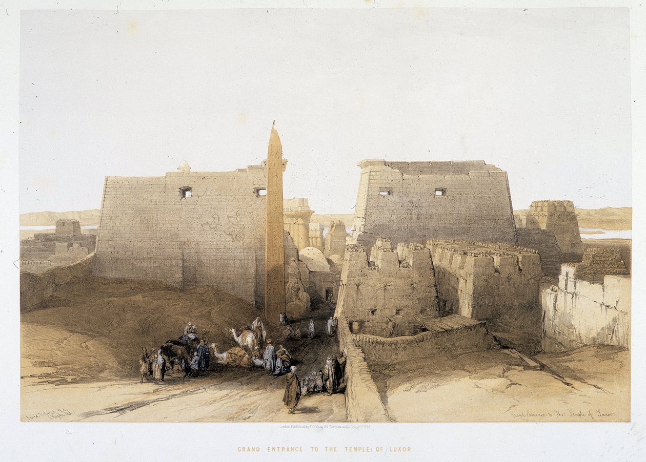 Wielkie wejście do Świątyni Luksorskiej (Luksor) w „Ziemi Świętej”, Londyn 1849 autorstwa David Roberts