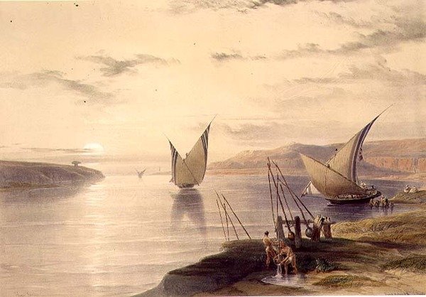 Hager Setsilis, z „Egiptu i Nubii”, tom 1 (lito) autorstwa David Roberts