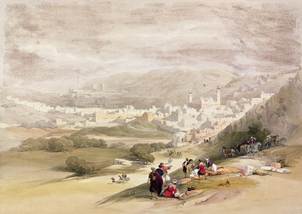 Hebron, 18 marca 1839 z tomu II „Ziemi Świętej”; grawerowane przez Louisa Haghe (1806-1885) wydane w Londynie, 1842 wydane w Londynie, 1842 autorstwa David Roberts