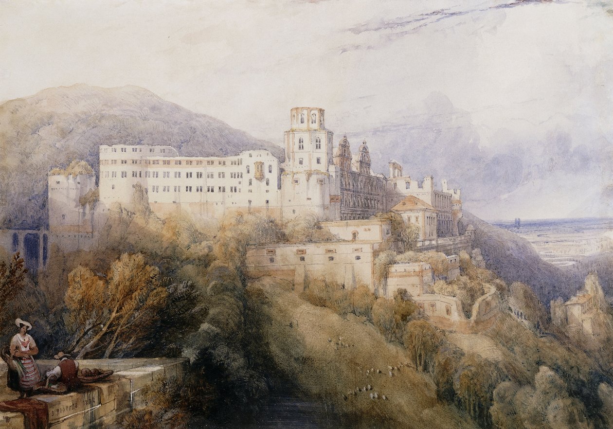 Heidelberg, Pałac Elektorów Palatynatu, 1832 autorstwa David Roberts