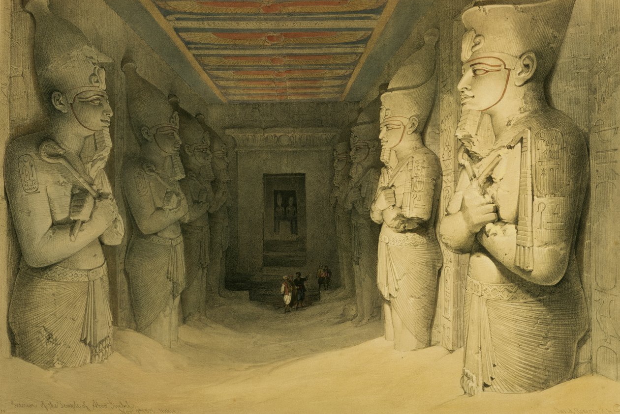 Wnętrze świątyni Abu Simbel, z „Egipt i Nubia”, t.1 (lit) autorstwa David Roberts