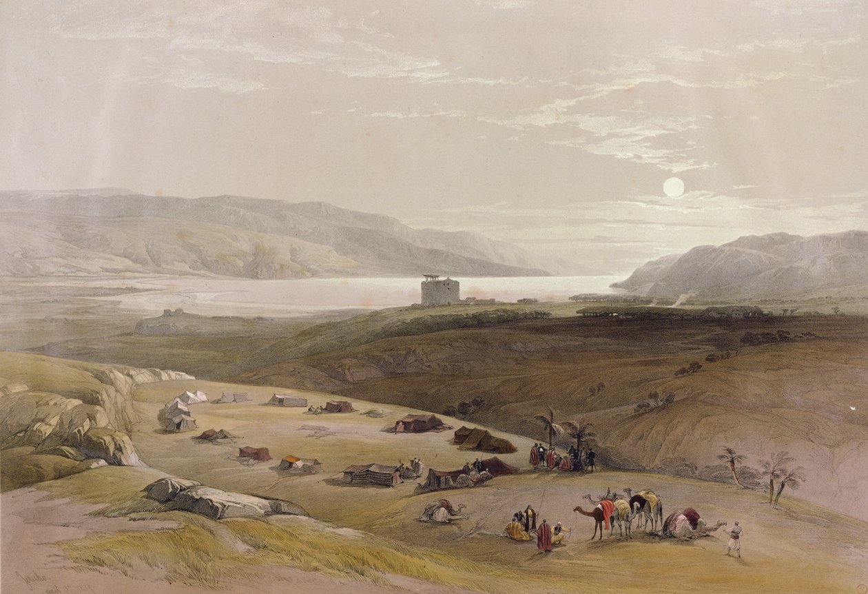 Jerycho, 3 kwietnia 1839 r. z II tomu "Ziemi Świętej" autorstwa Louisa Haghe (1806-85) wydanego w Londynie w 1842 r. autorstwa David Roberts