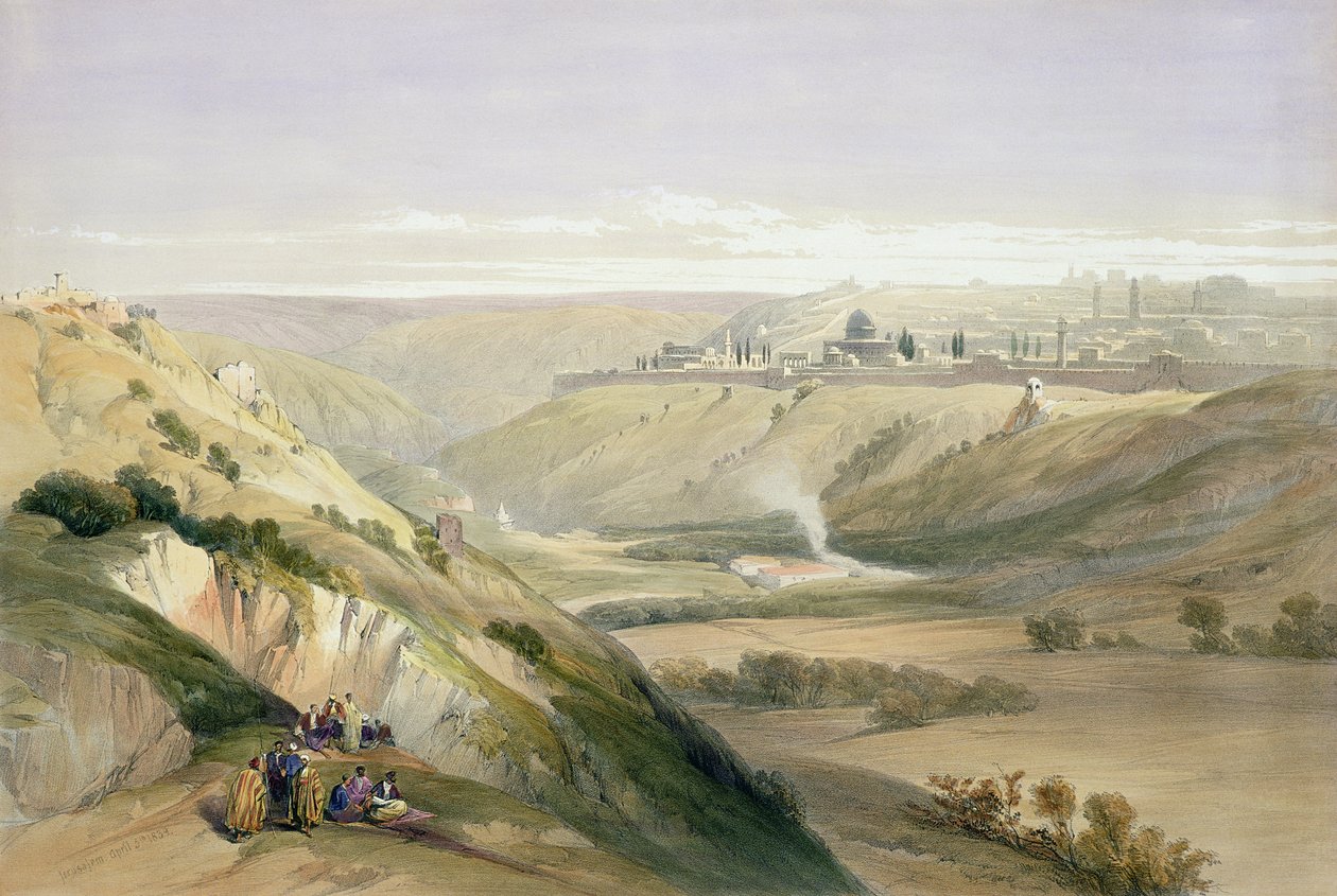 Jerozolima, 5 kwietnia 1839, tablica 18 z tomu I „Ziemia Święta”, sztychowana przez Louisa Haghe (1806-85) wyd. 1842 autorstwa David Roberts