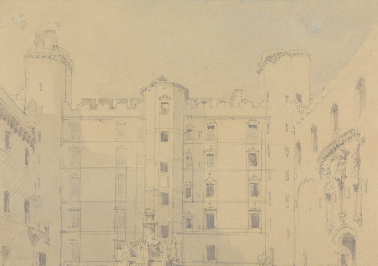 Dziedziniec pałacu Linlithgow, West Lothian autorstwa David Roberts